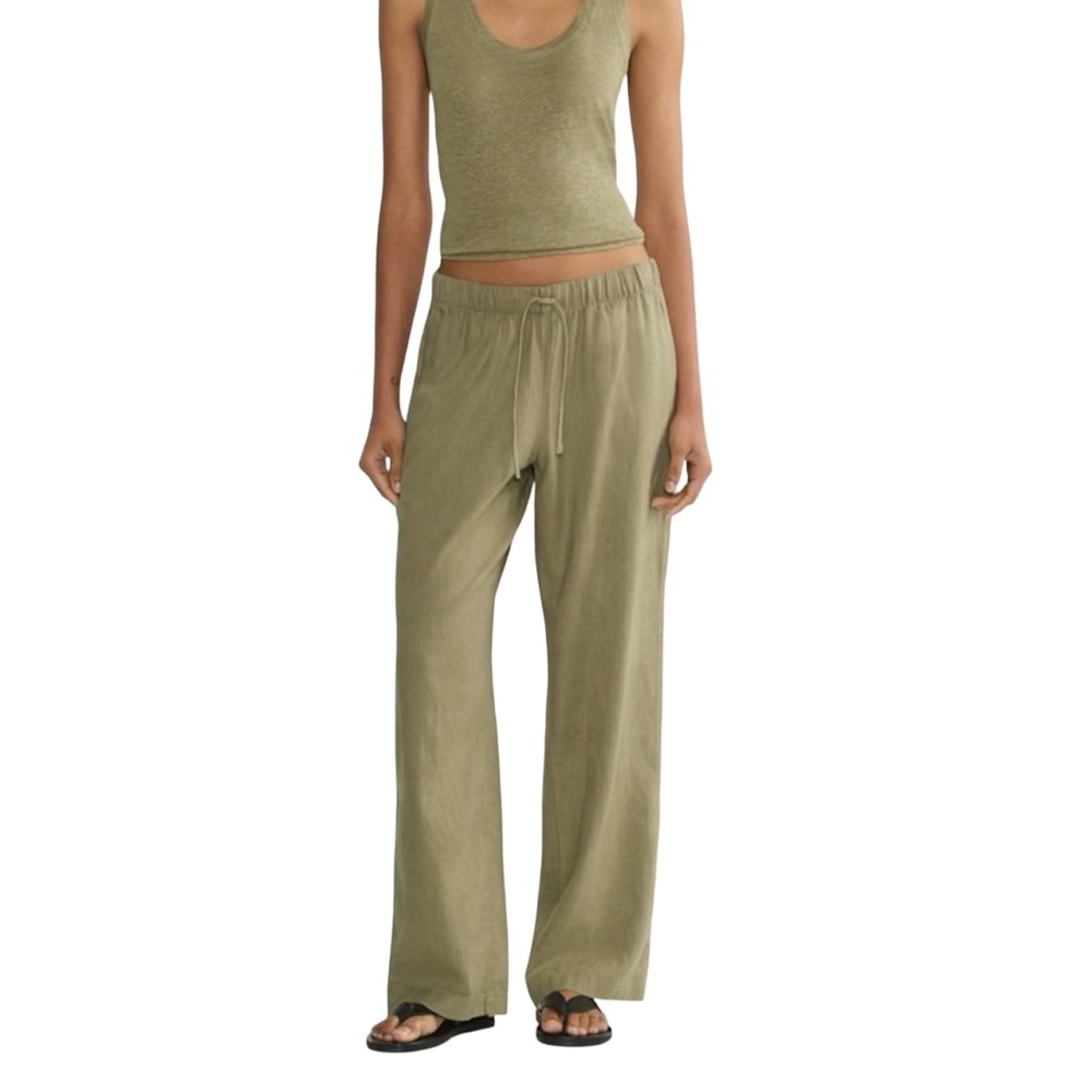NWOT Aritzia The Group Sontag Linen Blend Pants Size 2XS Green - Picture 2 of 10